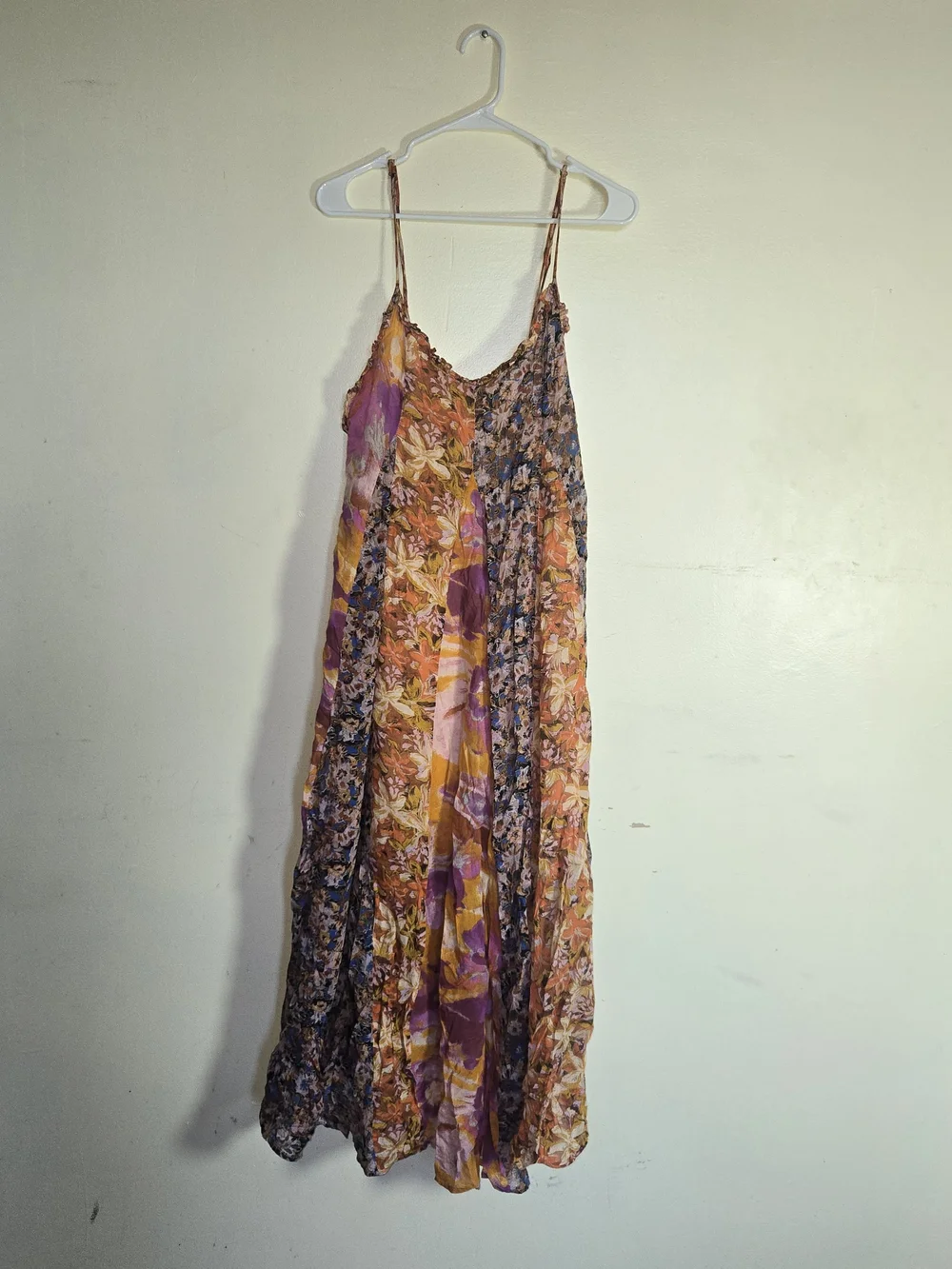 Free People Floral Patchwork Maxi Slip Dress - Purple & Orange - Picture 1 of 3